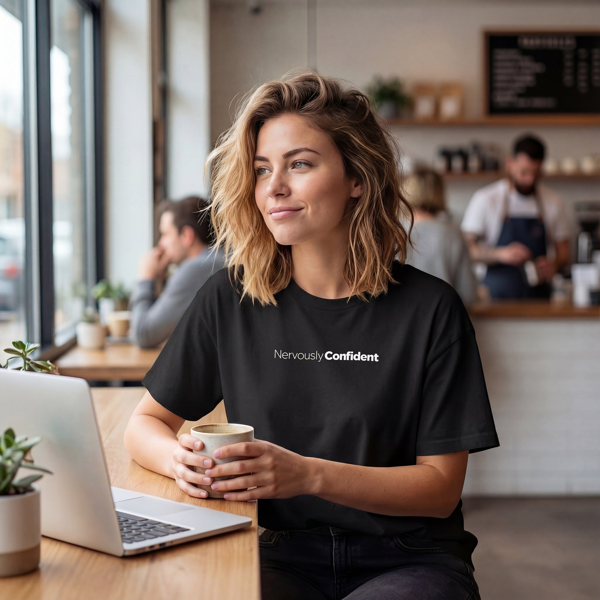 Nervously Confident – Black Comfort Colors® Tee