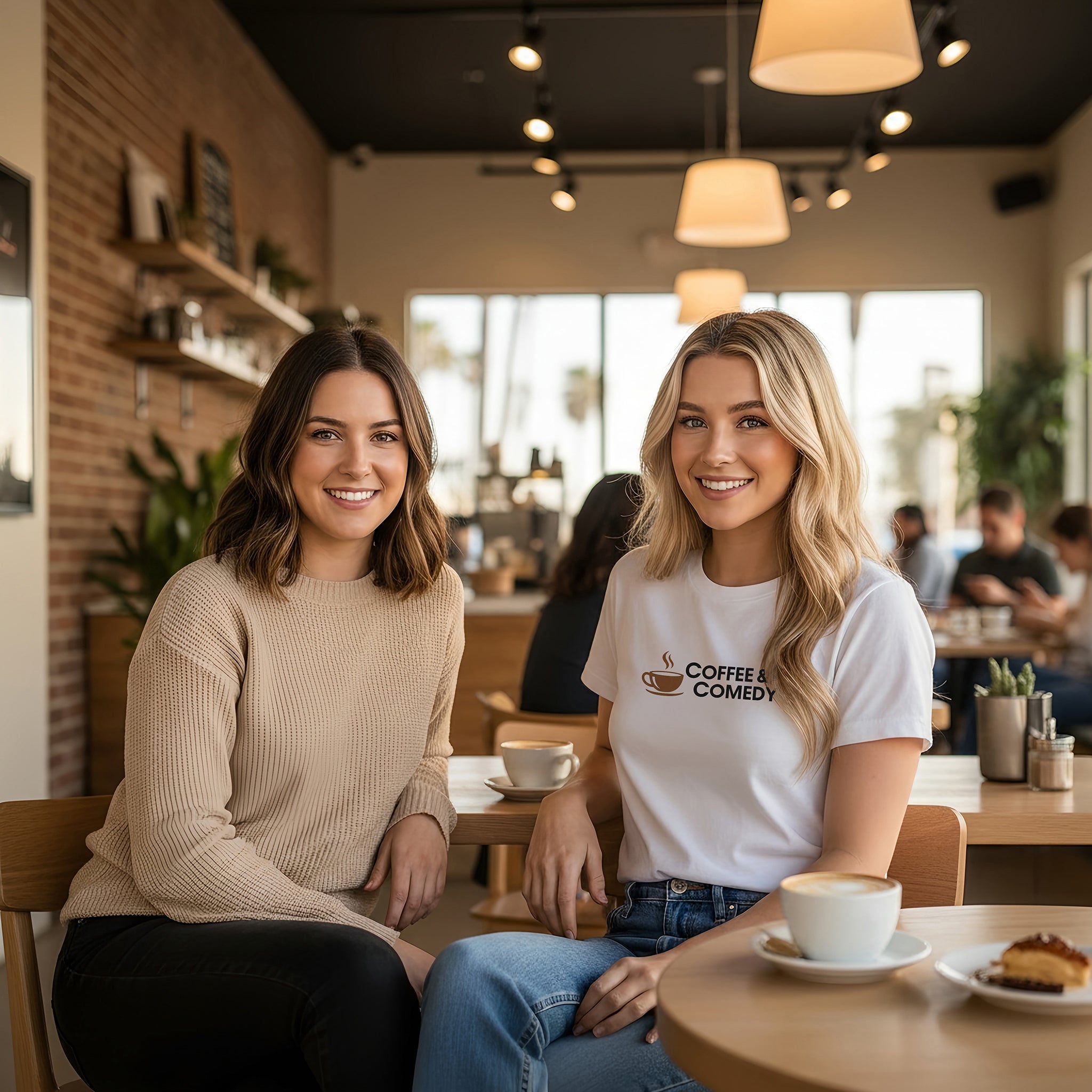 Coffee & Comedy Tee – White Comfort Colors