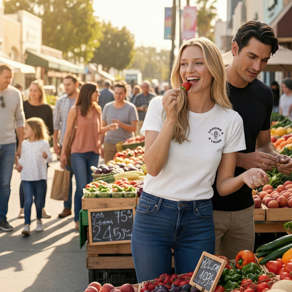 Chasing a Laugh T-Shirt – Comfort Colors (White)